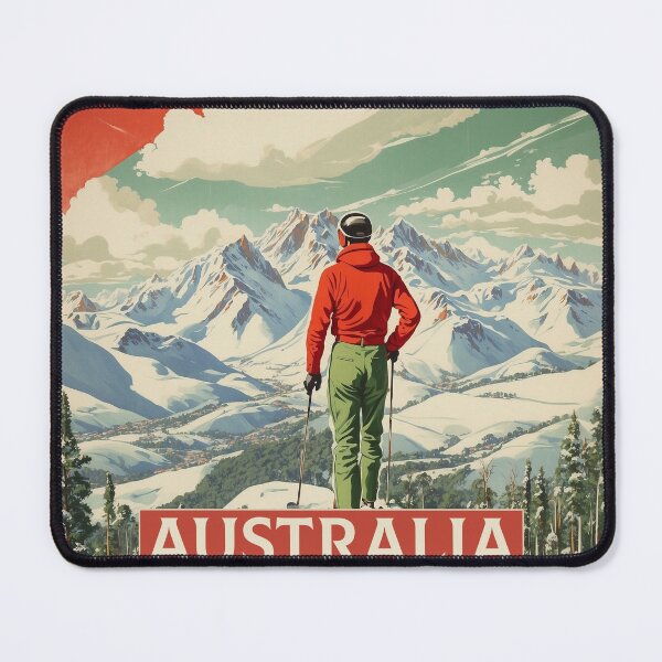 Item preview, Snowy Mountains Skiing Australia Tourism Vintage Poster designed and sold by TravelersGems.