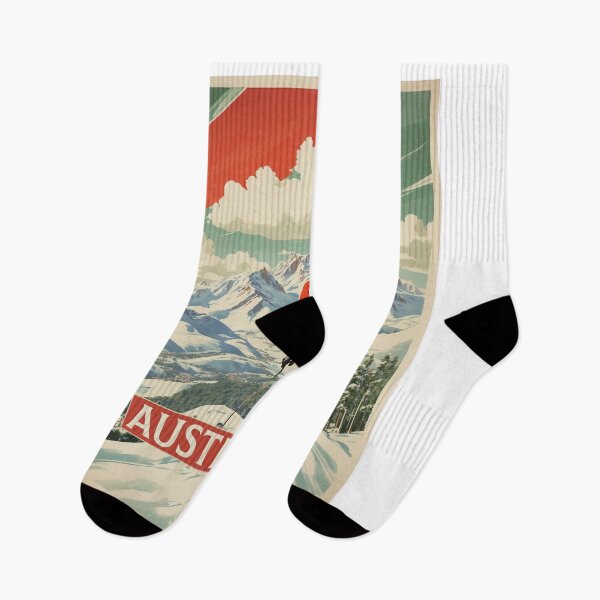 Item preview, Snowy Mountains Skiing Australia Tourism Vintage Poster designed and sold by TravelersGems.