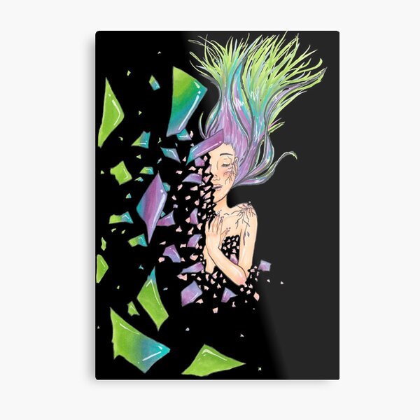 Shattered (Black) Metal Print