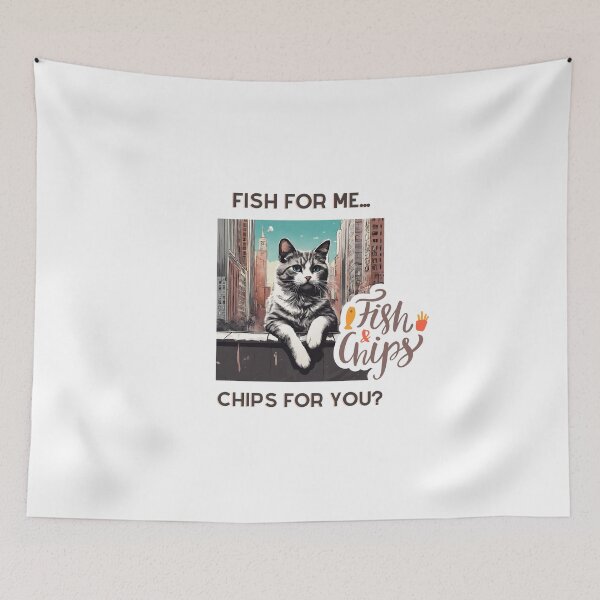 Item preview, Fish and chips cat in big city designed and sold by coolvibes-shop.