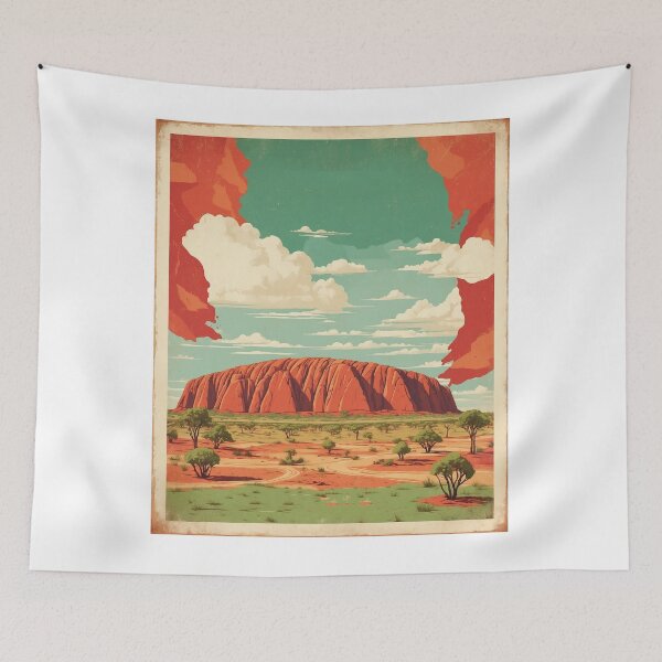 Aperçu de l'œuvre Affiche vintage de tourisme d'Uluru Australie créée et vendue par TravelersGems.