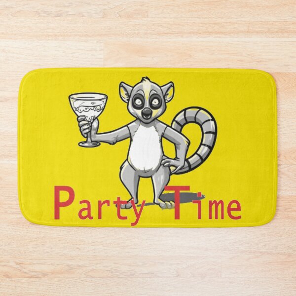Item preview, Lemur with a drink with the text 'Party time' designed and sold by Tomasz  Siennicki.