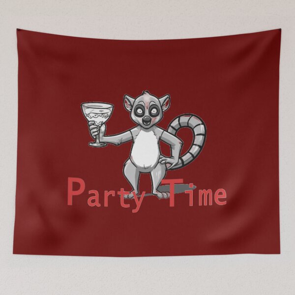 Item preview, Lemur with a drink with the text 'Party time' designed and sold by Tomasz  Siennicki.