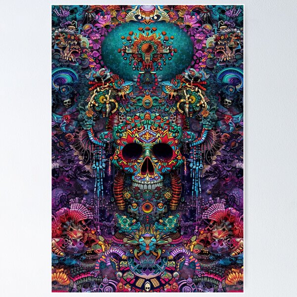 Item preview, Trippy South American Sacred Skull designed and sold by Psyberspace.