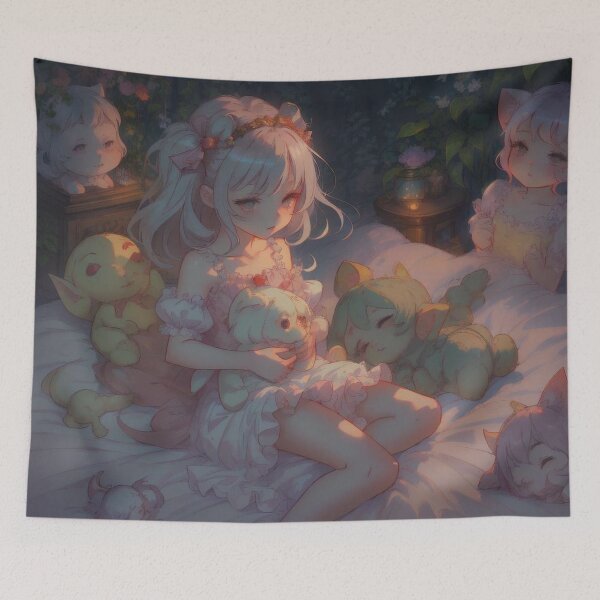 Item preview, Little girl and her stuffed animals designed and sold by claudedutangia.