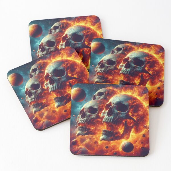 Item preview, Three Burning Skulls in Outer Space designed and sold by CailaStyle.