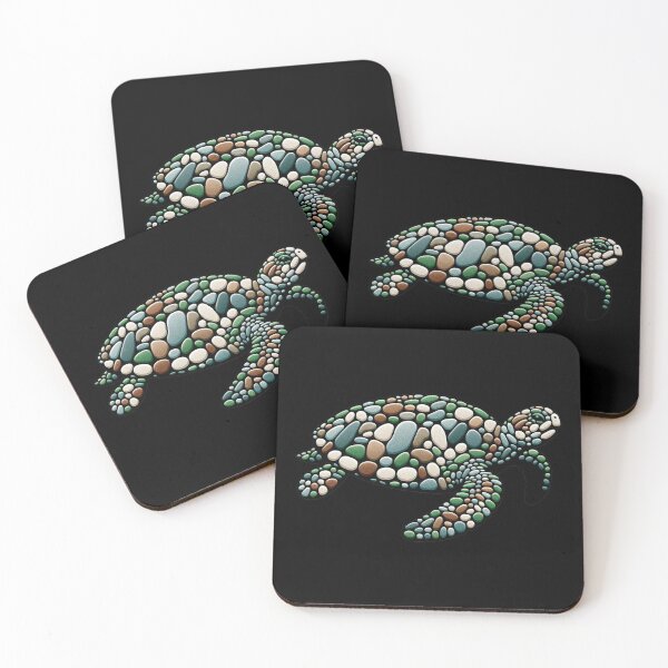 Item preview, Serenity Swim - Stone Mosaic Sea Turtle designed and sold by MachineDesigned.