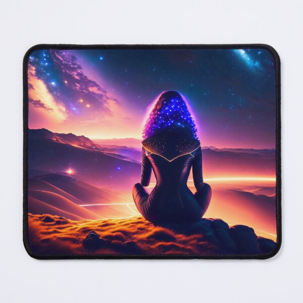 Item preview, A woman sitting on top of a hill under a night sky designed and sold by M-Y-A-R-T-.