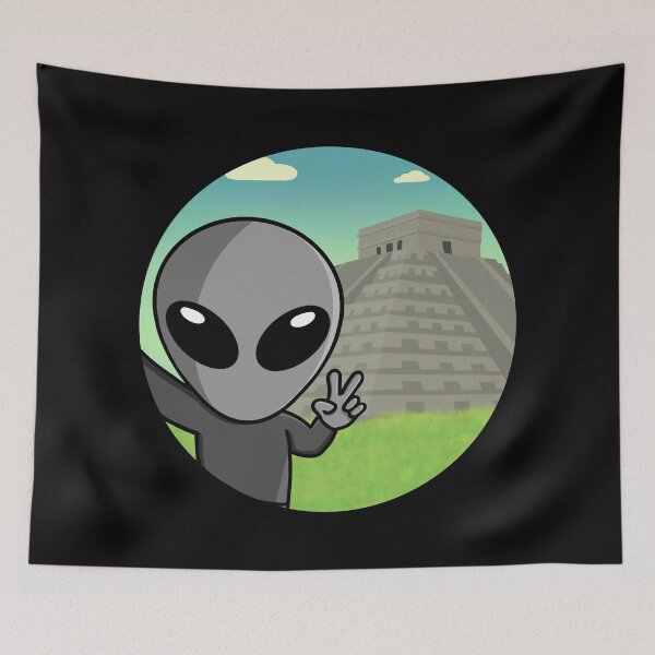 Item preview, Gray Space Alien Selfie Chichen Itza  designed and sold by SpaceAlienTees.