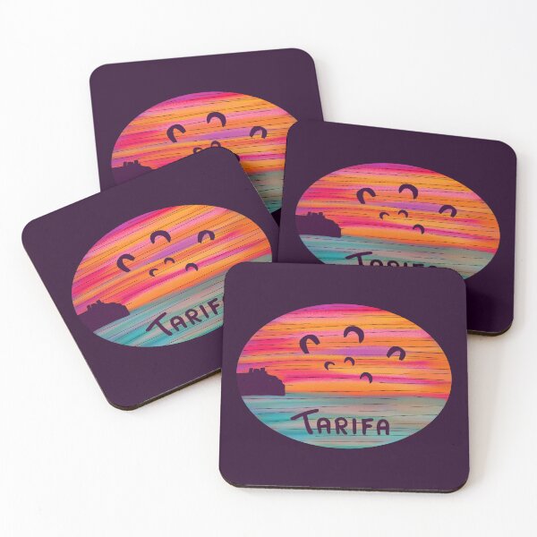 Item preview, Tarifa Sticker-Colorful background kites in the background designed and sold by pigletti-arts.
