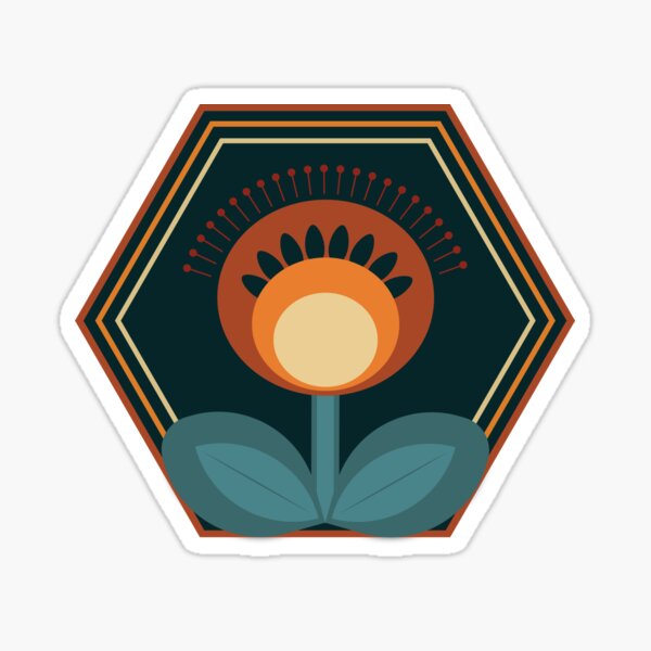 Retro Bloom || Seventies Flower and Hexagons Sticker