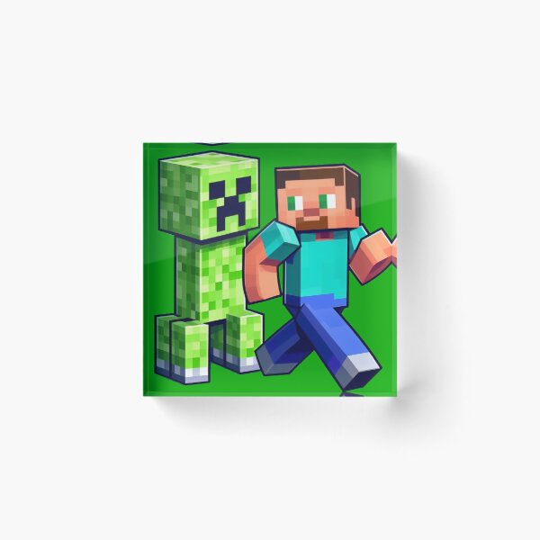 Item preview, blocky adventurer discover a creepy monster behind him designed and sold by PowerUpPalette.