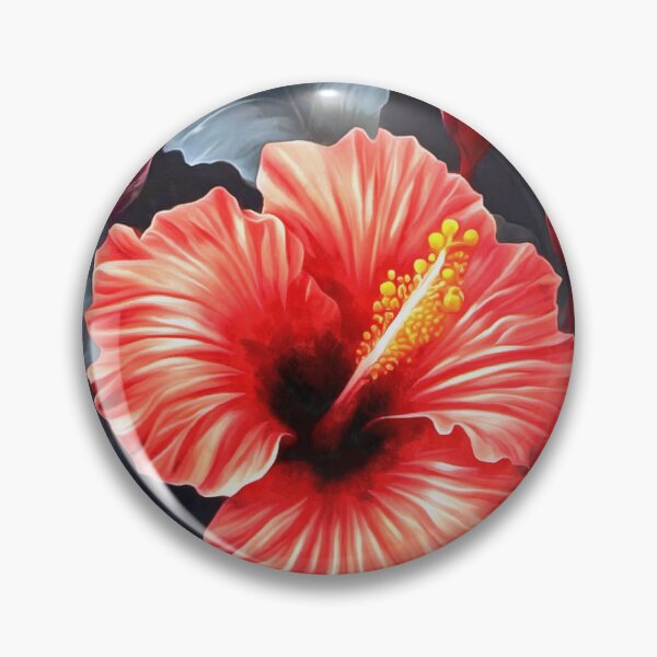 Item preview, Hibiscus Abstract In Red And Blue Grey designed and sold by taiche.