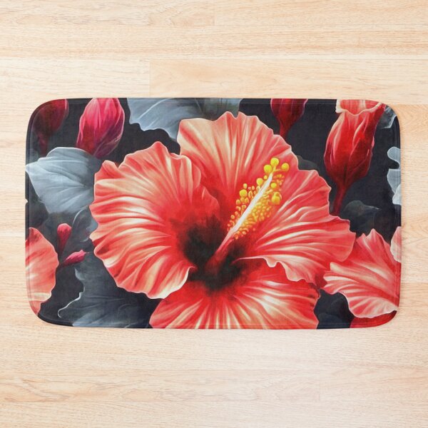 Item preview, Hibiscus Abstract In Red And Blue Grey designed and sold by taiche.