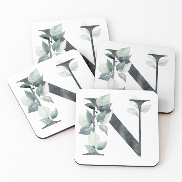 Artikelvorschau, Watercolor floral black letter N. entworfen und verkauft von tapilipa.