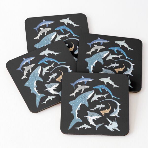 Item preview, Shark species Blue shark Whale shark Hammerhead shark Mako shark designed and sold by NicGrayGraphic.