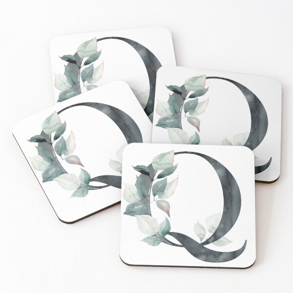 Artikelvorschau, Watercolor floral black letter Q.  entworfen und verkauft von tapilipa.