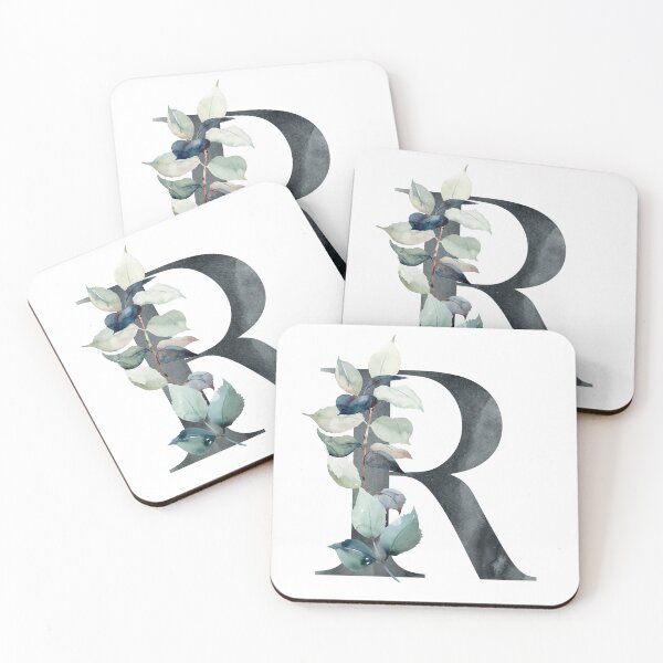 Item preview, Watercolor floral black letter R. Personalized Monogram. designed and sold by tapilipa.