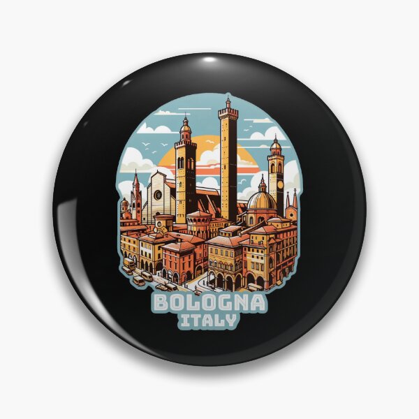 Item preview, Vintage retro Architectural landscape skyline of Bologna, Italy. Beautiful travel design. designed and sold by Unitepeople.