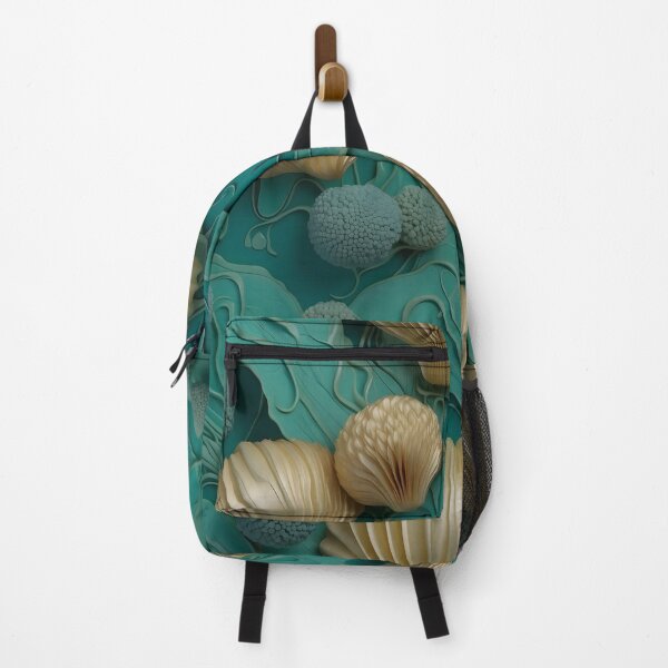 Item preview, Aquatic plants and shells in turquoise - 3D relief pattern #31 designed and sold by GoldenEraArt.
