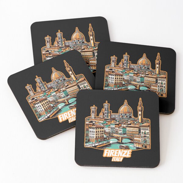 Item preview, Vintage retro Architectural landscape skyline of Firenze, Italy. Beautiful travel design. designed and sold by Unitepeople.