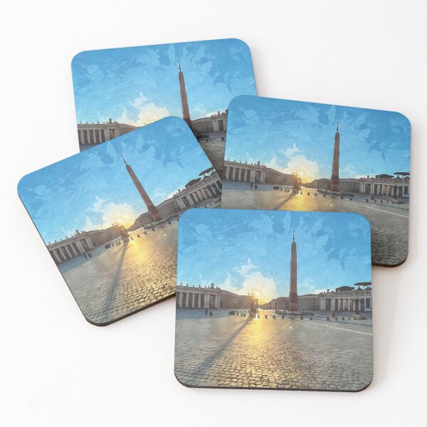 Item preview, View of St. Peter's Square in Rome at sunrise in watercolor designed and sold by Intermundium.