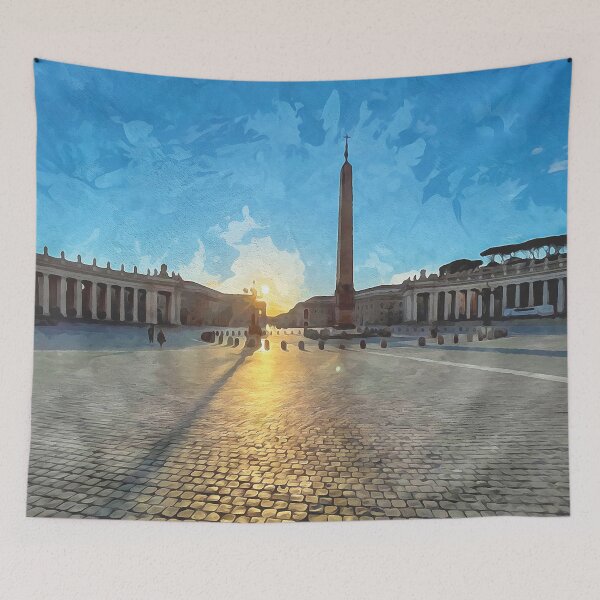 Item preview, View of St. Peter's Square in Rome at sunrise in watercolor designed and sold by Intermundium.