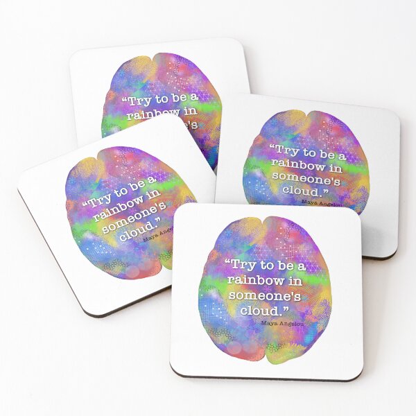Item preview, Be a Rainbow quote by Maya Angelou in a colorful brain designed and sold by Laura Bundesen.