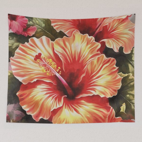 Item preview, Red Hibiscus Floral Fantasy Art designed and sold by taiche.