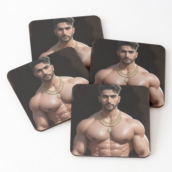 Item preview, Portrait of a handsome young man with muscled body wearing a gold necklace designed and sold by zambalala.