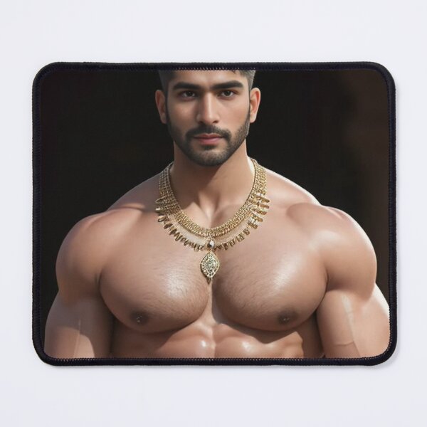 Item preview, Portrait of a handsome young man with muscled body wearing a gold necklace designed and sold by zambalala.