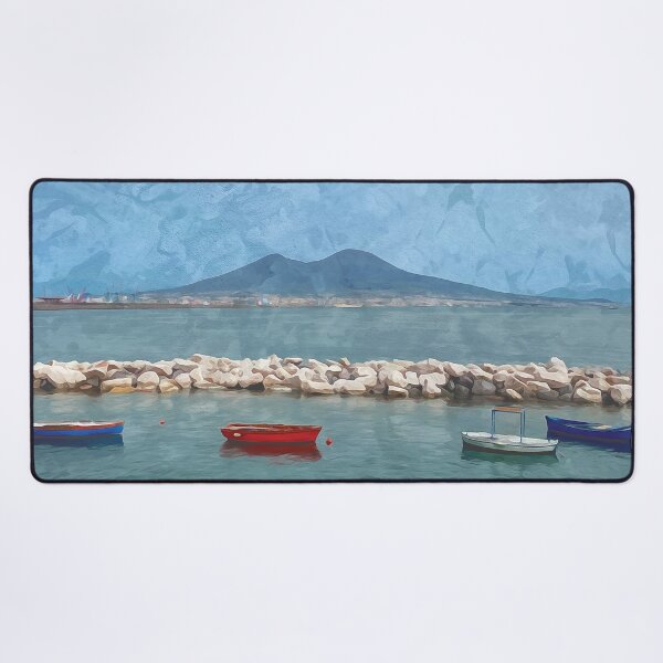 Item preview, View of Mount Vesuvius from the port of Naples in watercolor designed and sold by Intermundium.
