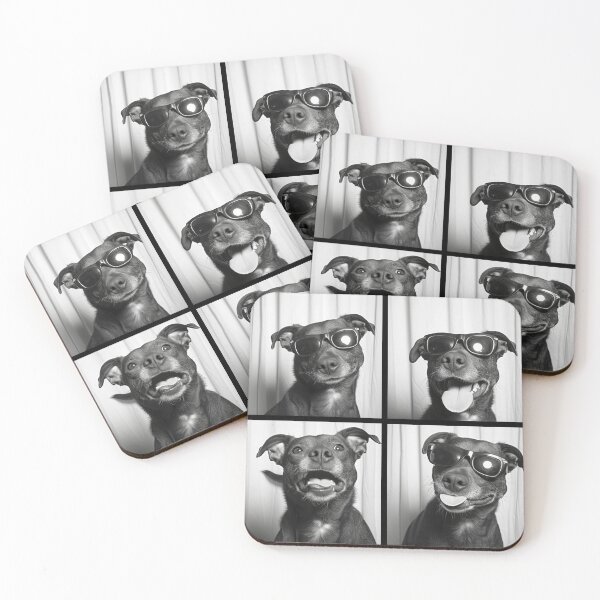 Item preview, Funny Dog Photobooth Session Retro Vintage Black and White designed and sold by PrintShangri-La.