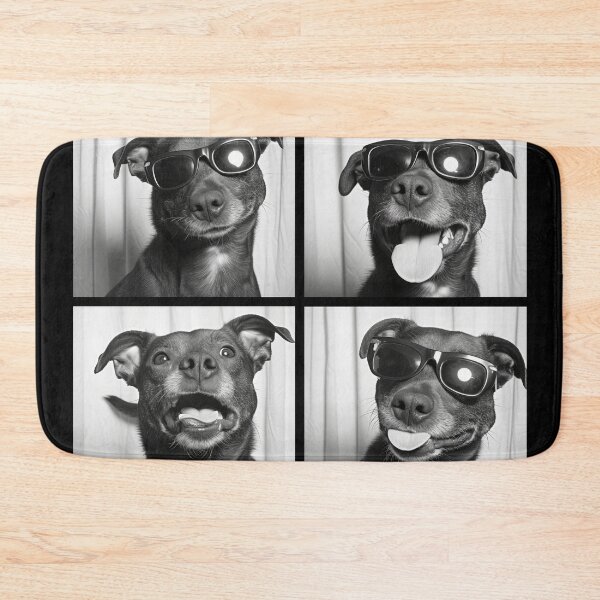 Item preview, Funny Dog Photobooth Session Retro Vintage Black and White designed and sold by PrintShangri-La.