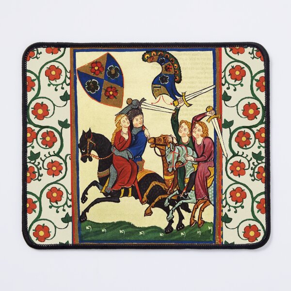 Item preview, GERMAN POET KIDNAPPING HIS LADY ON HORSEBACK  MEDIEVAL MINIATURE WITH WILD ROSES designed and sold by BulganLumini.