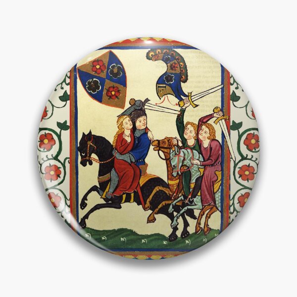 Item preview, GERMAN POET KIDNAPPING HIS LADY ON HORSEBACK  MEDIEVAL MINIATURE WITH WILD ROSES designed and sold by BulganLumini.
