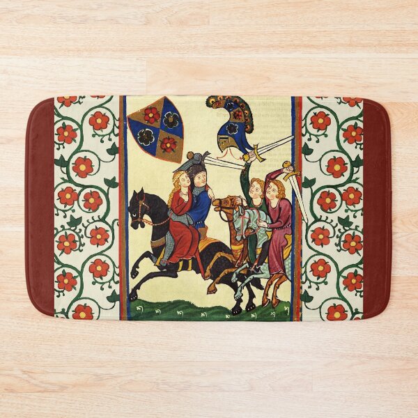 Item preview, GERMAN POET KIDNAPPING HIS LADY ON HORSEBACK  MEDIEVAL MINIATURE WITH WILD ROSES designed and sold by BulganLumini.