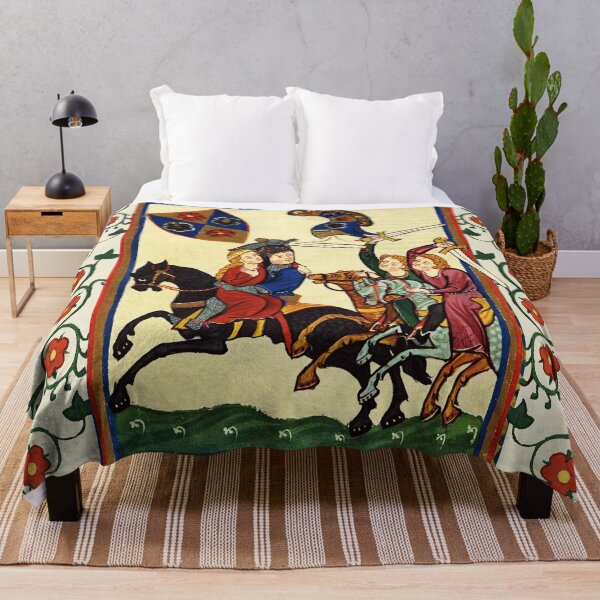Item preview, GERMAN POET KIDNAPPING HIS LADY ON HORSEBACK  MEDIEVAL MINIATURE WITH WILD ROSES designed and sold by BulganLumini.