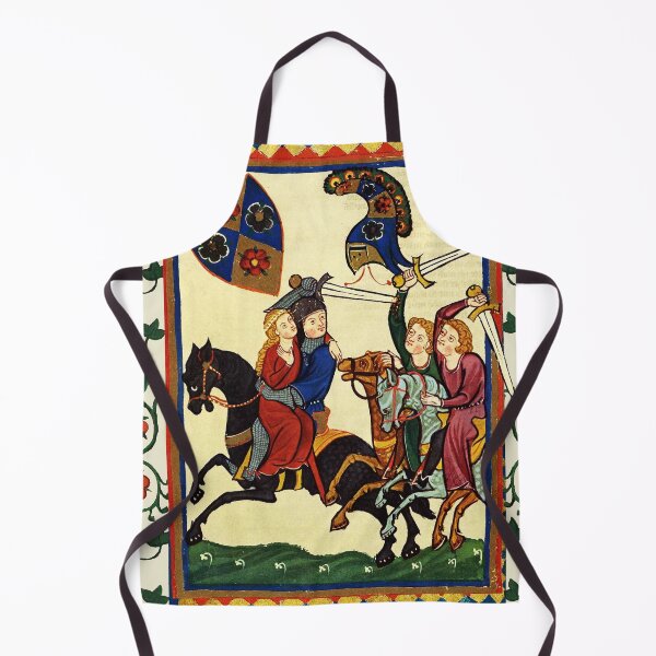 Item preview, GERMAN POET KIDNAPPING HIS LADY ON HORSEBACK MEDIEVAL MINIATURE WITH WILD ROSES designed and sold by BulganLumini.
