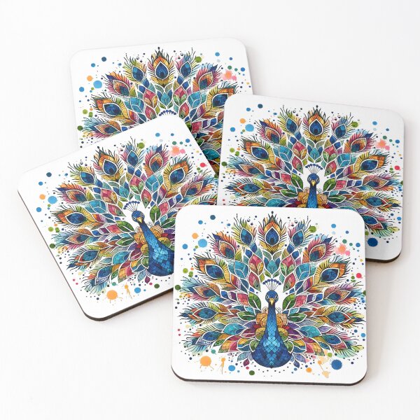 Aperçu de l'œuvre Art d’oiseau paon, design unique, plumes bleues créée et vendue par TrueArtVibes.