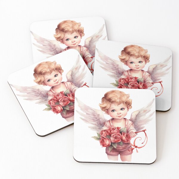 Aperçu de l'œuvre Illustration aquarelle de bébé ange Saint Valentin créée et vendue par Createya.