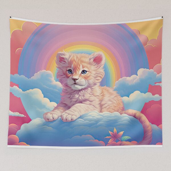 Item preview, Mystical Mane: Y2K Rainbow Albino Lion Cub Apparel and Accessories - Roar into Whimsical Elegance! designed and sold by ChromaKins.