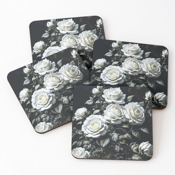 Item preview, White Roses Dark Leaves Gothic Floral Design designed and sold by HippieFarms11.