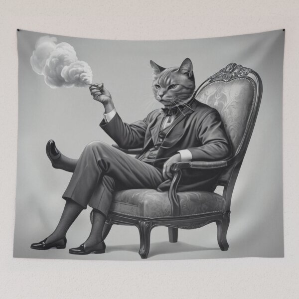 Item preview, Smoking Cat in Chair designed and sold by BaisaStudio.