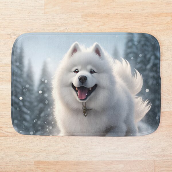 Item preview, Un lindo samoyedo jugando en la nieve designed and sold by MoriFantasy.