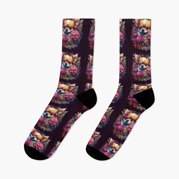 Item preview, Floral Whimsy: Chihuahua Charm Amidst Blooms Digital Art designed and sold by WASABIgreen.