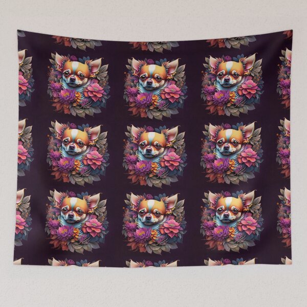 Item preview, Floral Whimsy: Chihuahua Charm Amidst Blooms Digital Art designed and sold by WASABIgreen.