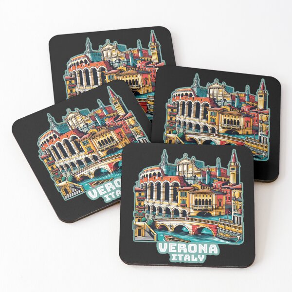 Item preview, Vintage retro Architectural landscape skyline of Verona, Italy. Beautiful travel design. designed and sold by Unitepeople.