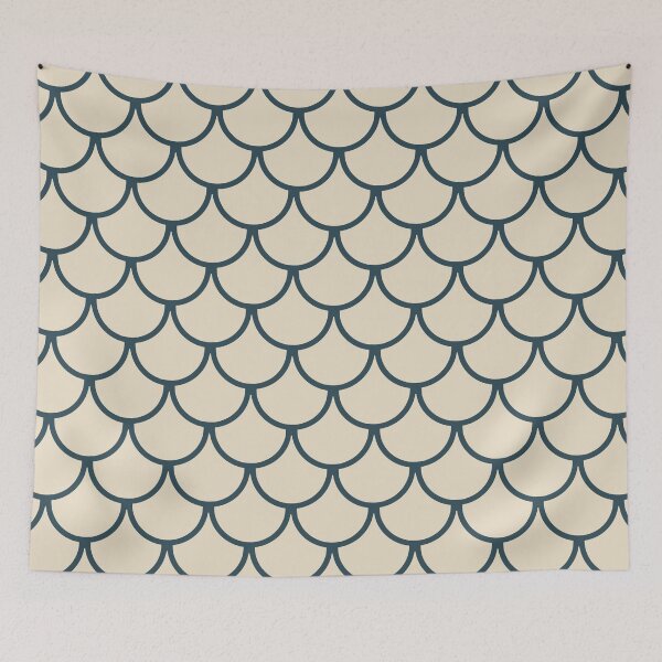Item preview, Fish Scales Pattern: Dark Blue & Beige designed and sold by Jared Davies.