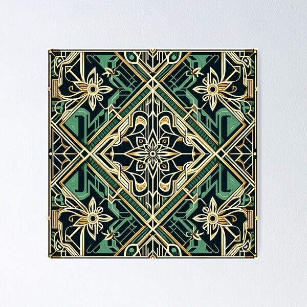 Item preview, Emerald Art Deco Wallpaper 1 designed and sold by ollie-shop.